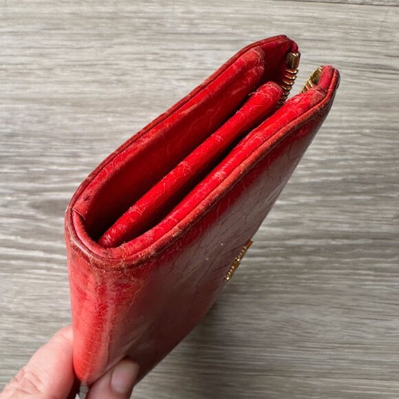 Miu Miu Red Croc Embossed Leather Zip Around Wallet with Original Box - Picture 6 of 16